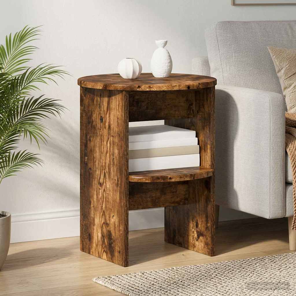 vidaXL Side Cabinet 2 pcs Smoked Oak Ø40 x 50 cm Engineered Wood 1