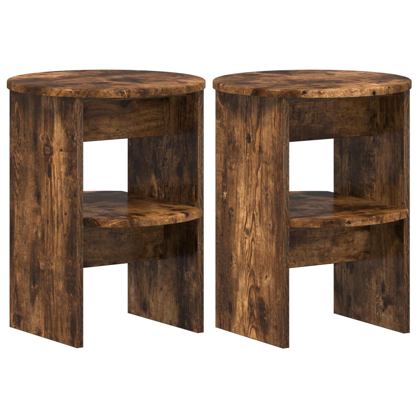 vidaXL Side Cabinet 2 pcs Smoked Oak Ø40 x 50 cm Engineered Wood 2