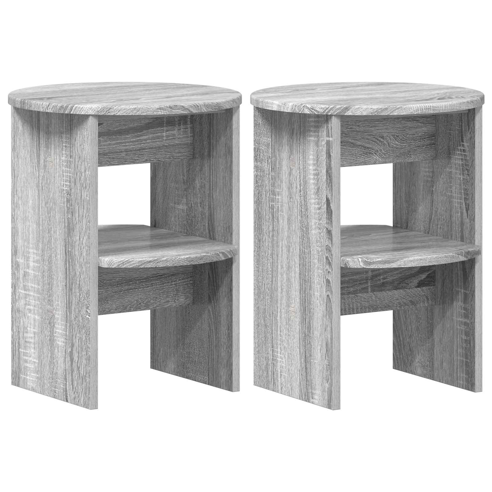 vidaXL Side Cabinet 2 pcs Grey Sonoma Ø40 x 50 cm Engineered Wood 2