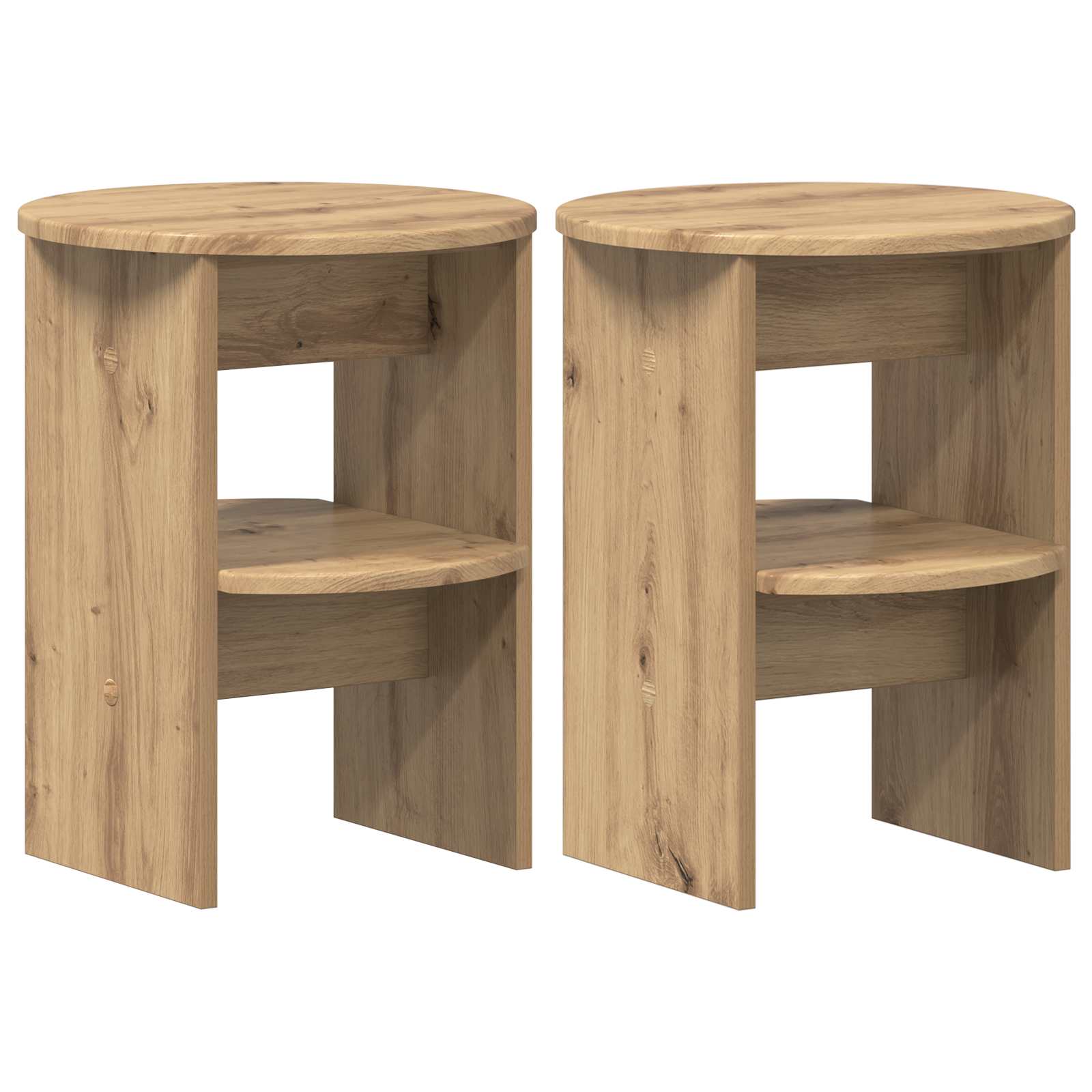 vidaXL Side Cabinet 2 pcs Artisan Oak Ø40 x 50 cm Engineered Wood 2