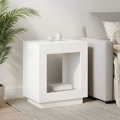 Side Table 60 x 40 x 65 cm Engineered Wood White