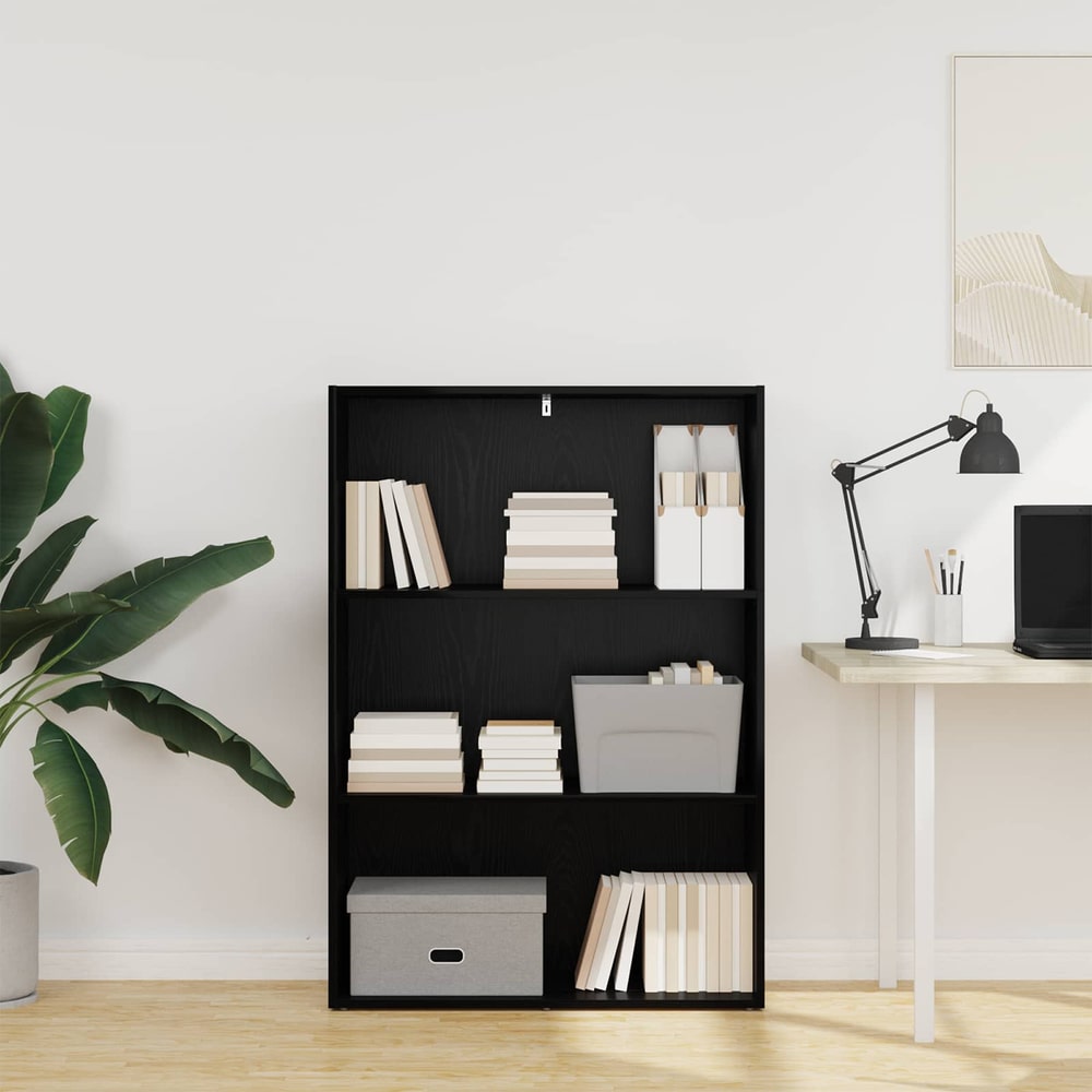 vidaXL Bookshelf 80 x 30 x 114 cm Engineered Wood Black Oak 1