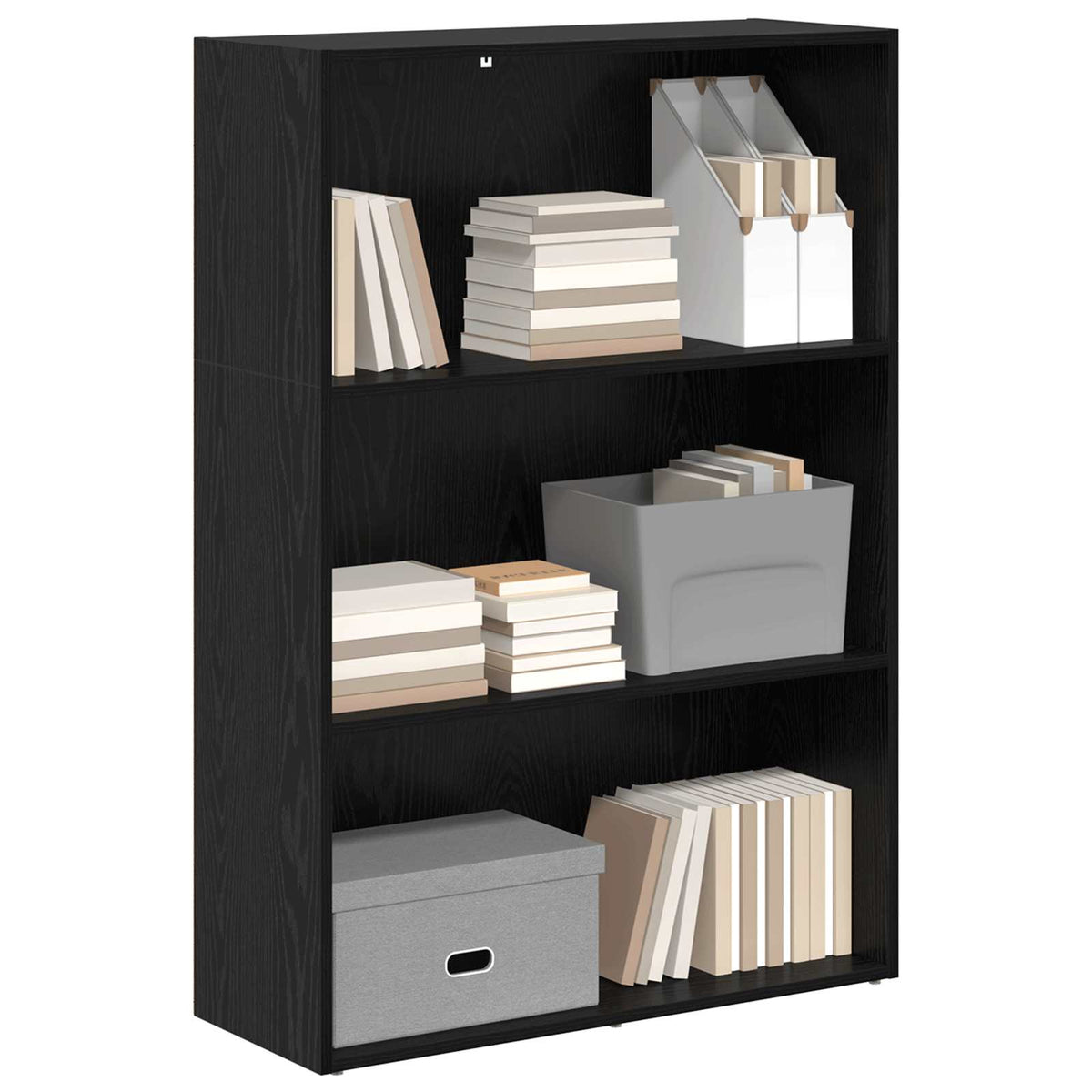vidaXL Bookshelf 80 x 30 x 114 cm Engineered Wood Black Oak 3