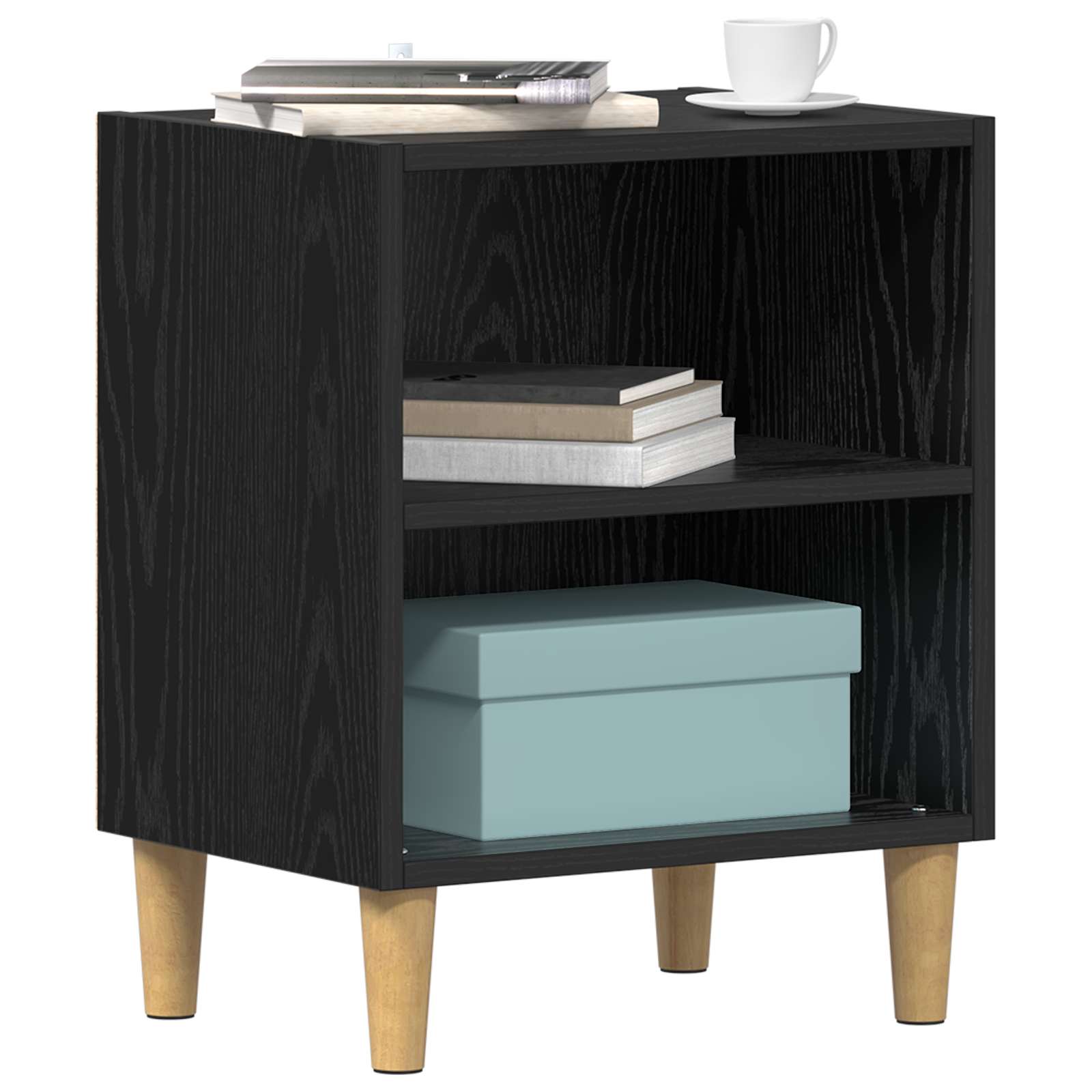 vidaXL Bed Cabinet Black Oak 40 x 30 x 50 cm Engineered Wood 3