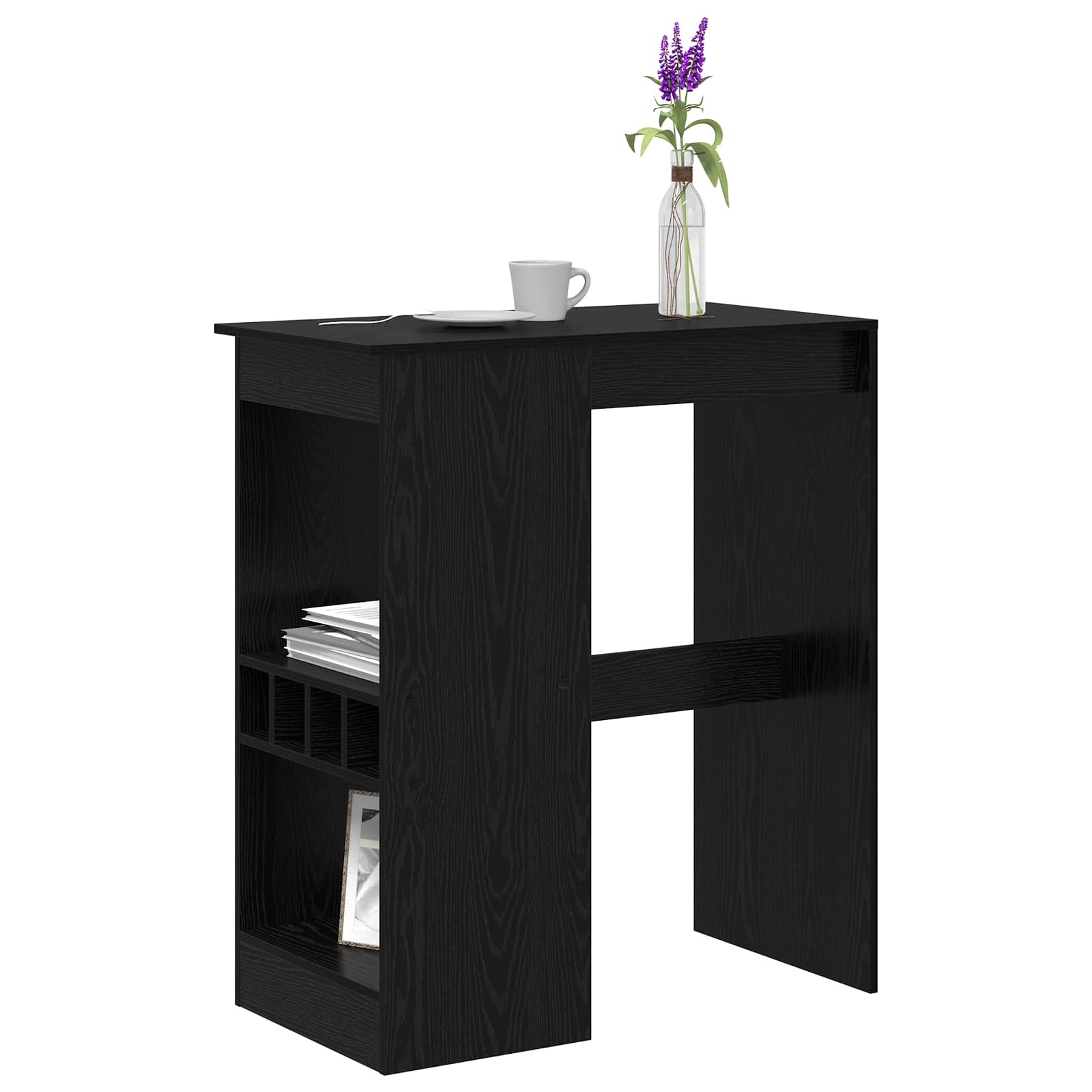 vidaXL Bar Table 90 x 47.5 x 103.5 cm Engineered Wood Black Oak 3