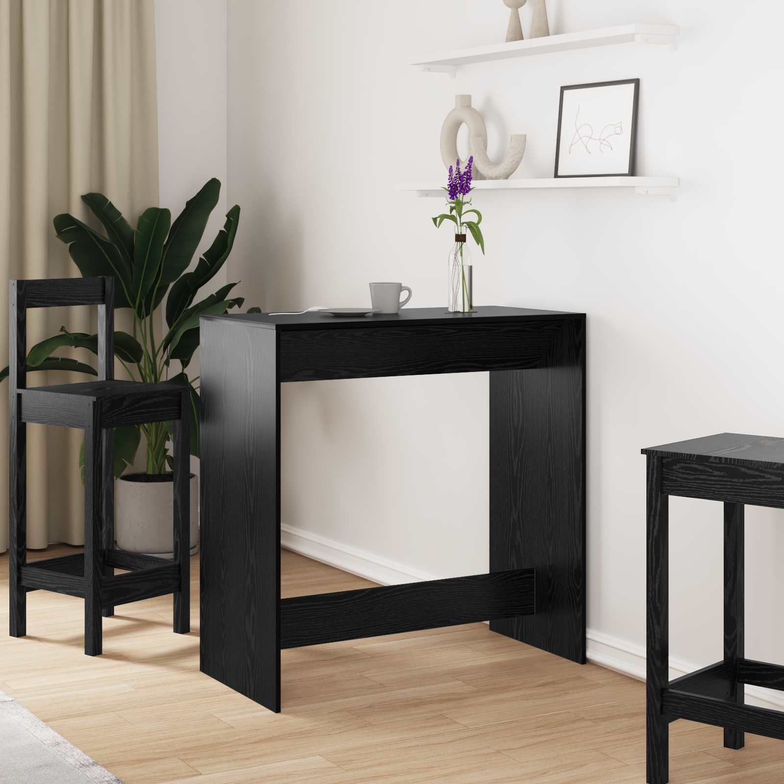 vidaXL Bar Table 102 x 50 x 103.5 cm Engineered Wood Black Oak 1