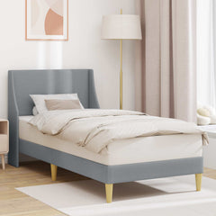Bed Frame with Headboard 90 x 190 cm Fabric Light grey Single