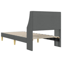 Bed Frame with Headboard 90 x 190 cm Fabric Dark grey Single