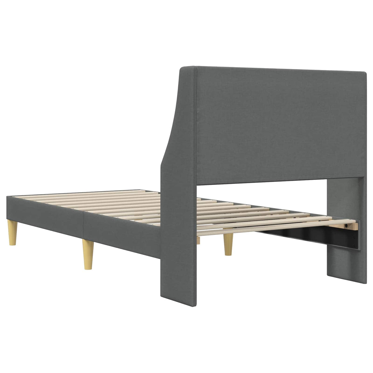 Bed Frame with Headboard 90 x 190 cm Fabric Dark grey Single
