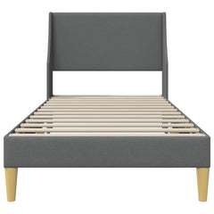 Bed Frame with Headboard 90 x 190 cm Fabric Dark grey Single