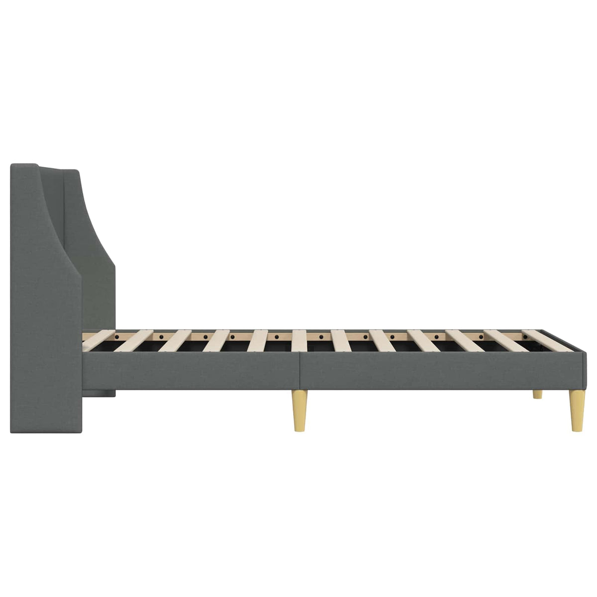 Bed Frame with Headboard 90 x 190 cm Fabric Dark grey Single