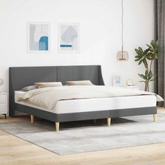 Bed Frame with Headboard 90 x 190 cm Fabric Dark grey 70.9" x 78.7