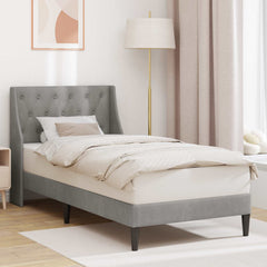 Bed Frame with Headboard 90 x 190 cm Velvet Light grey Single