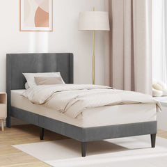 Bed Frame with Headboard 90 x 190 cm Velvet Dark grey Single
