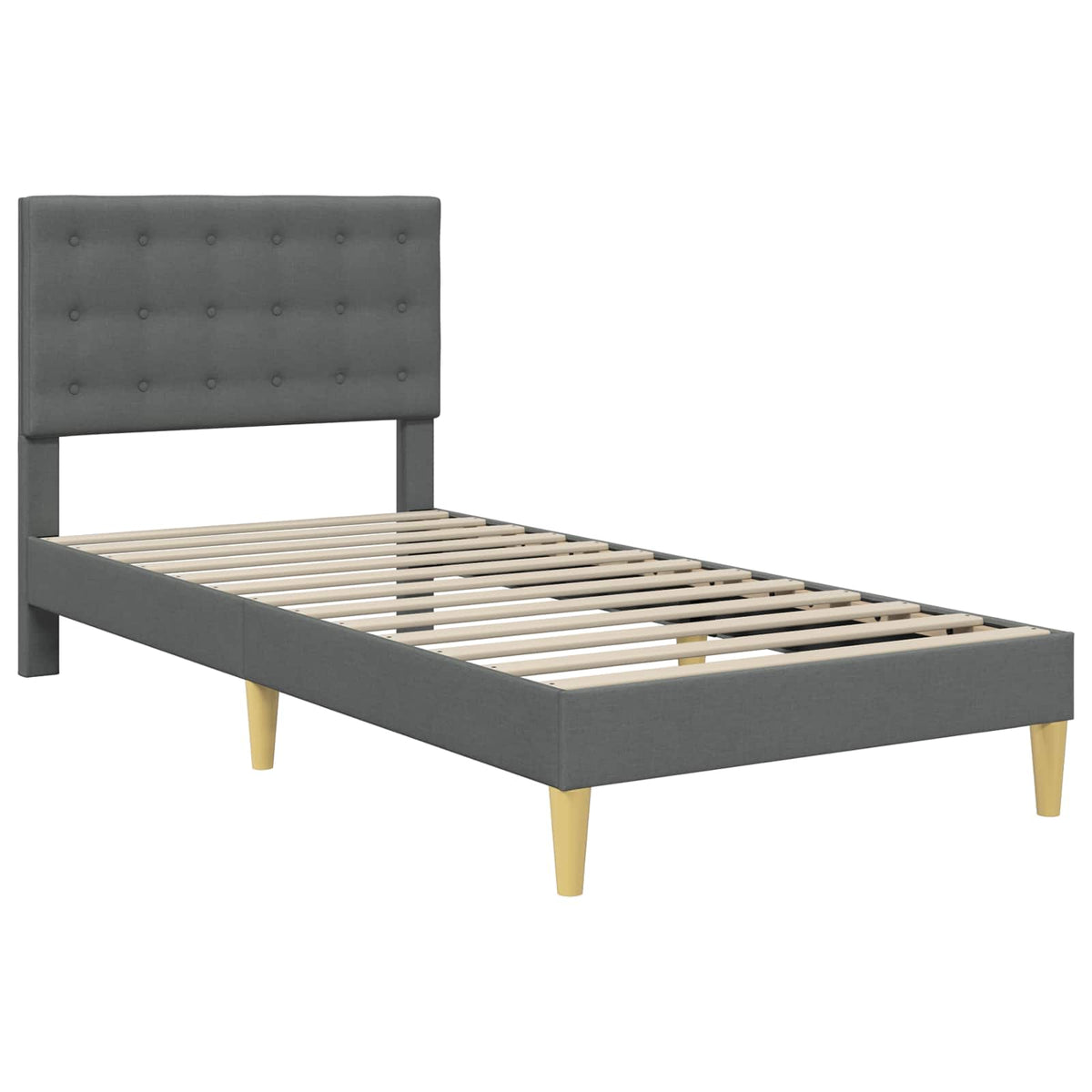 Bed Frame with Headboard 90 x 190 cm Fabric Dark grey Single