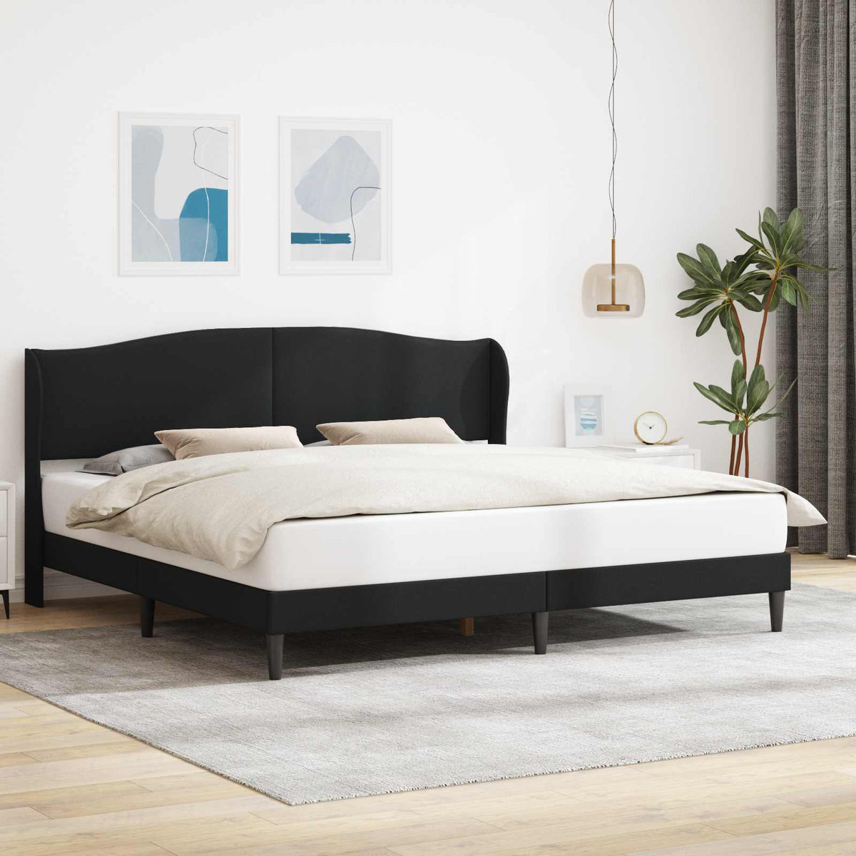 Bed Frame with Headboard 90 x 190 cm Faux Leather Black 70.9" x 78.7