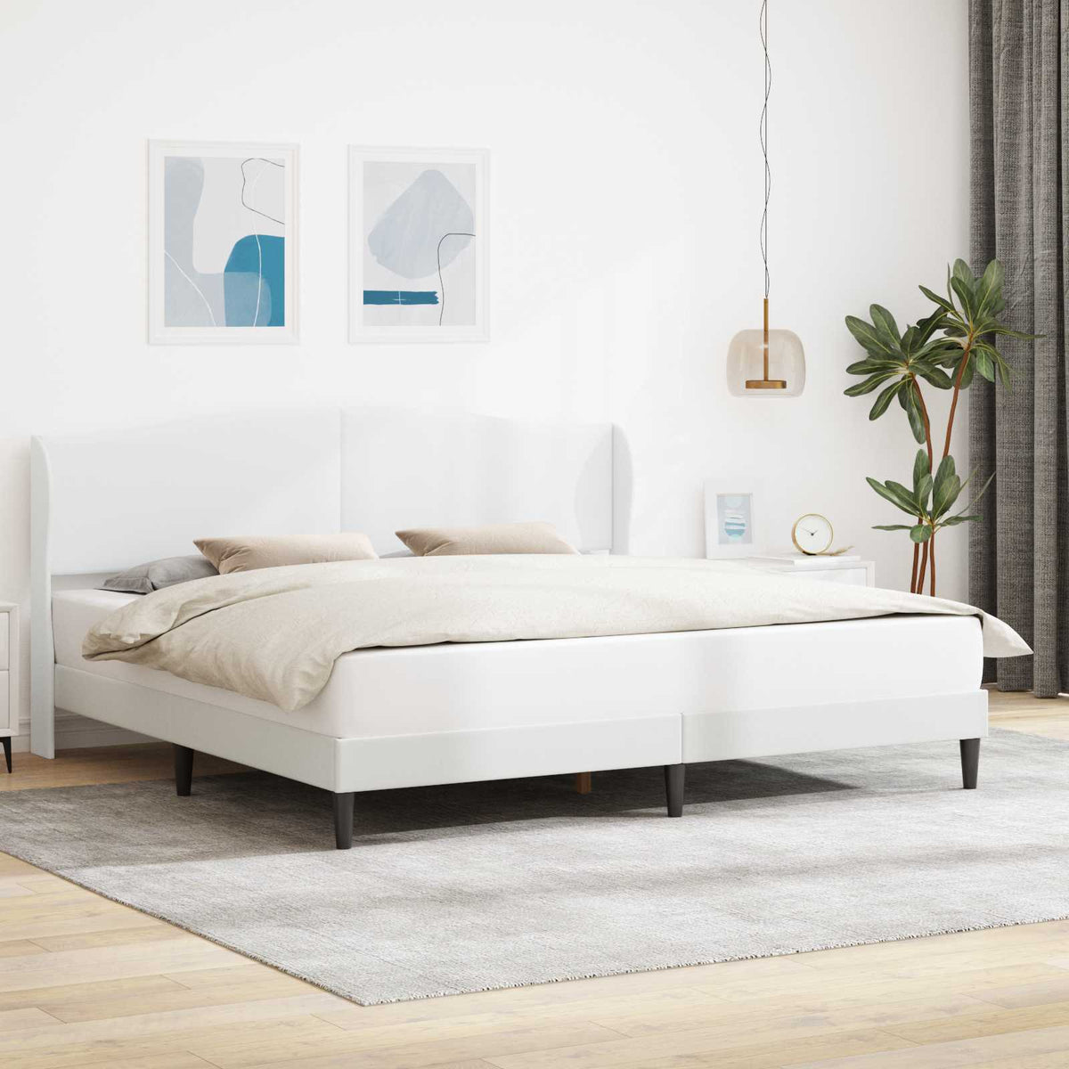 Bed Frame with Headboard 90 x 190 cm Faux Leather White 70.9" x 78.7