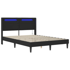 Bed Frame with LED Strip Lights Black 135 x 190 cm Faux Leather Double