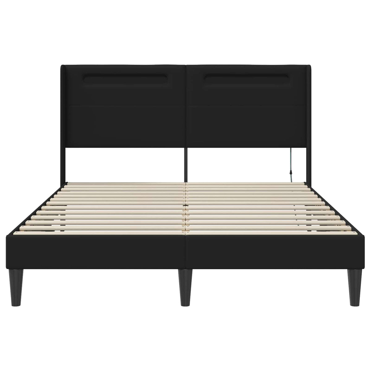 Bed Frame with LED Strip Lights Black 135 x 190 cm Faux Leather Double