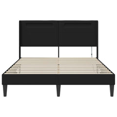 Bed Frame with LED Strip Lights Black 135 x 190 cm Faux Leather Double