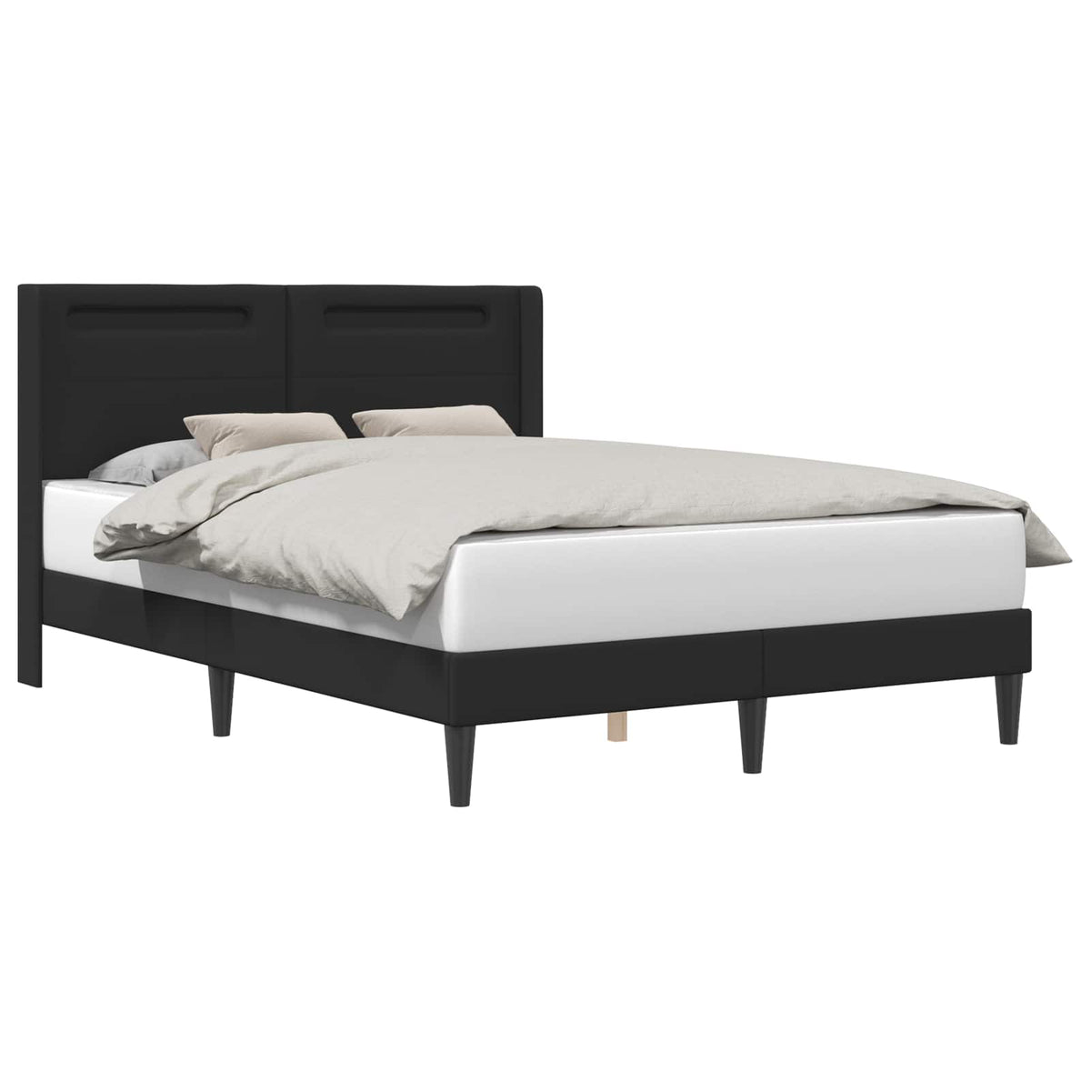 Bed Frame with LED Strip Lights Black 135 x 190 cm Faux Leather Double