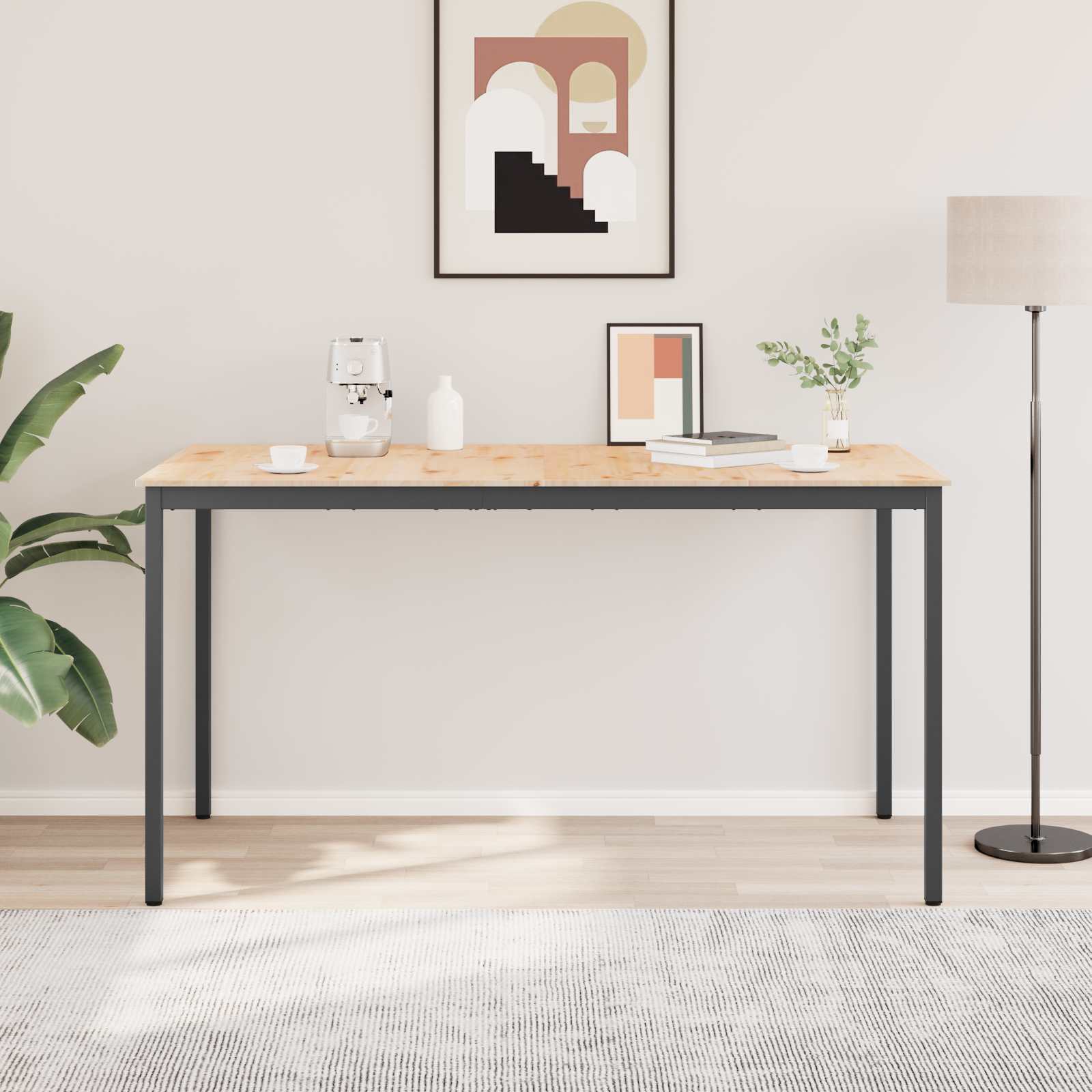 vidaXL Bar Table 200 x 100 x 105 cm Solid Pine Wood Natural 4