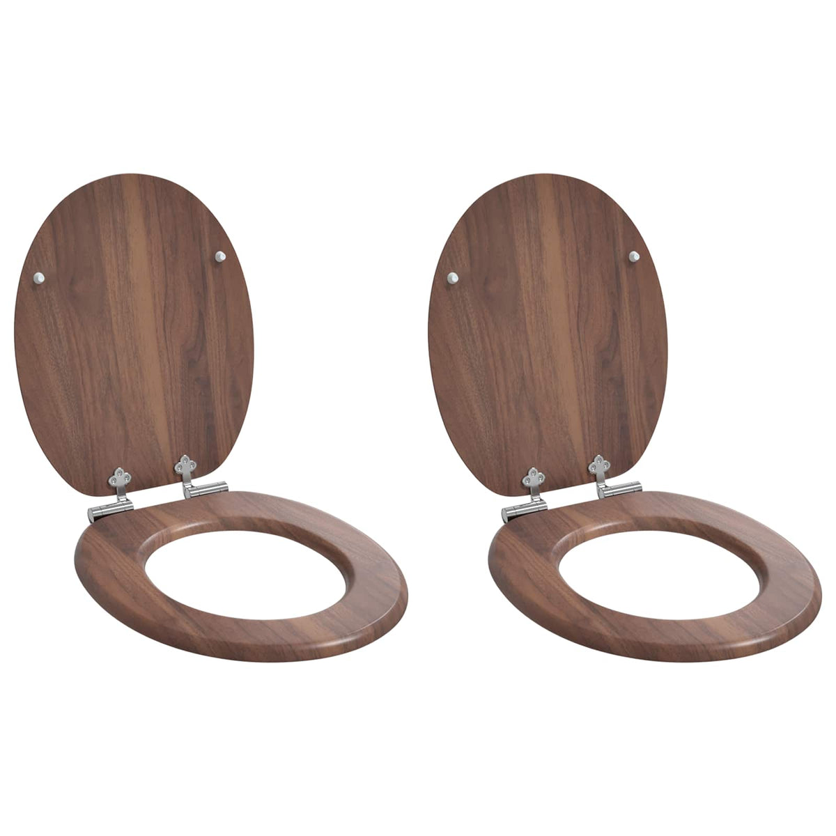 vidaXL Toilet Seat 2 pcs Brown 44 x 38 cm Engineered Wood 1