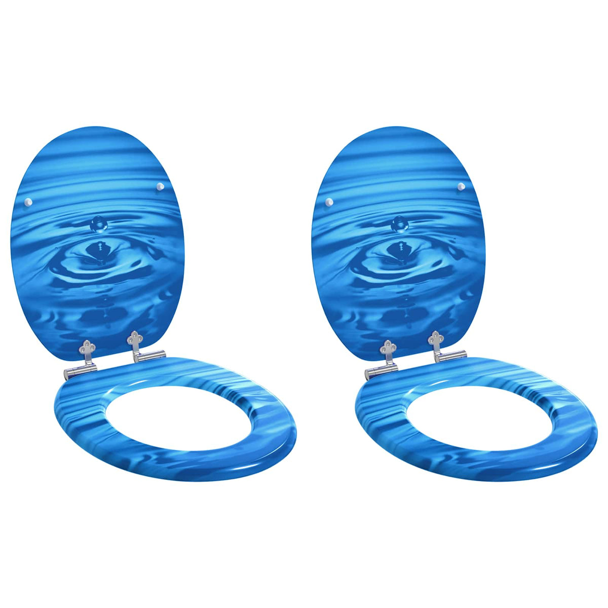 vidaXL Toilet Seat 2 pcs Blue Drop 44 x 38 cm Engineered Wood 1