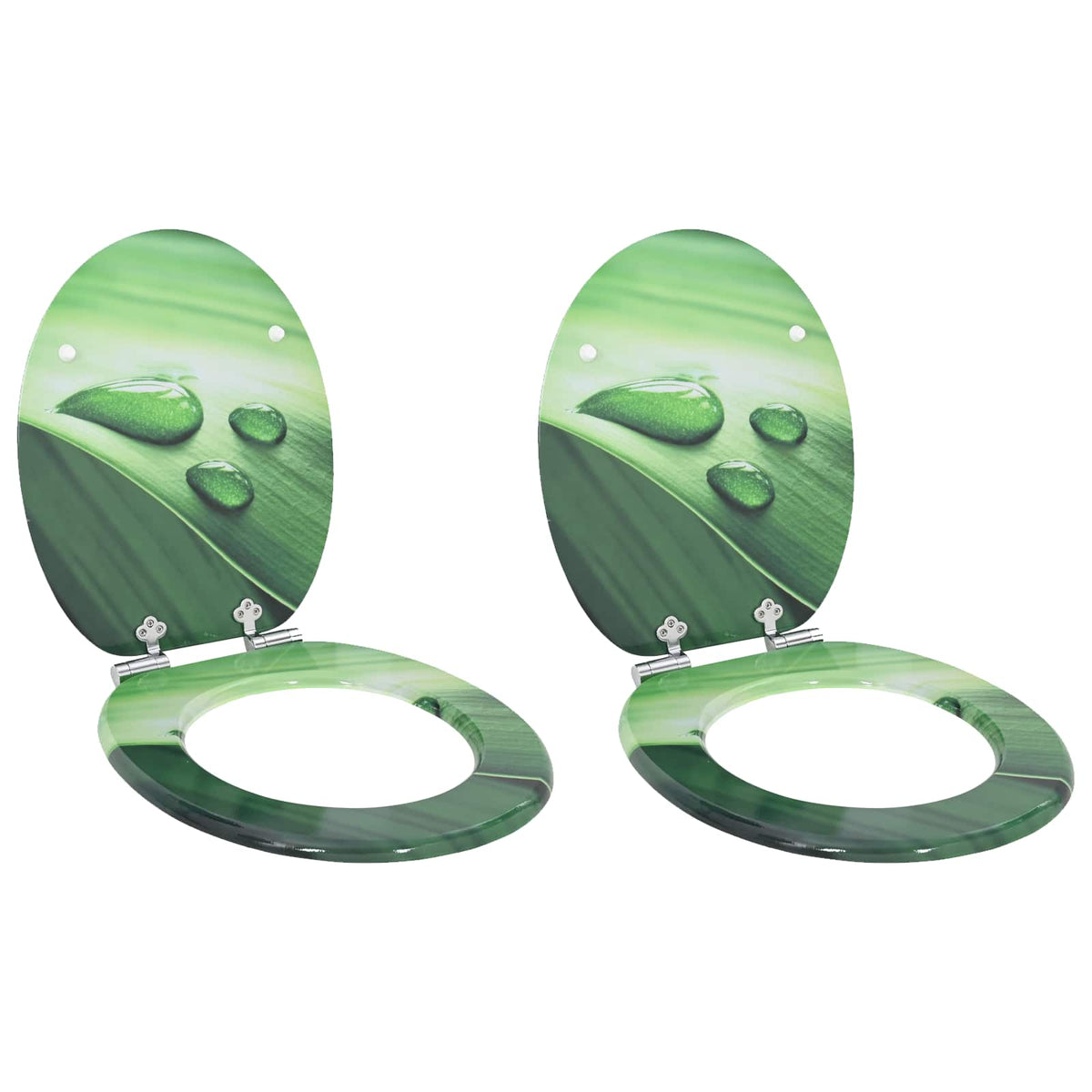 vidaXL Toilet Seat 2 pcs Green Drop 44 x 38 cm Engineered Wood 1