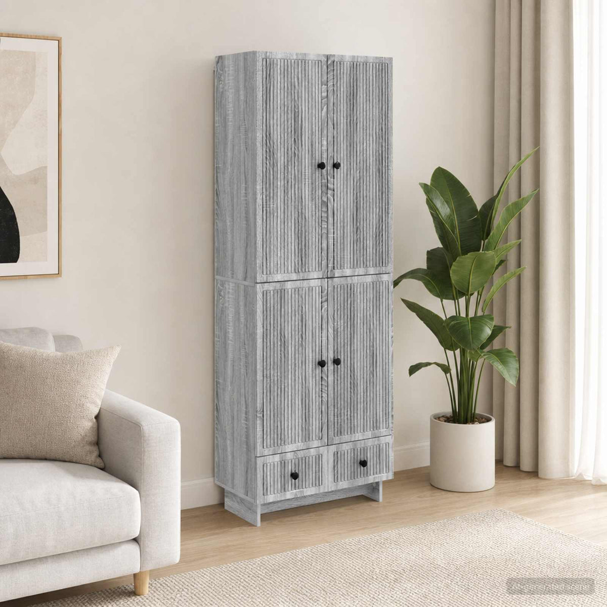 vidaXL Cabinet Set 2 pcs Grey Sonoma 66 x 34.5 x 95 cm Engineered Wood 1