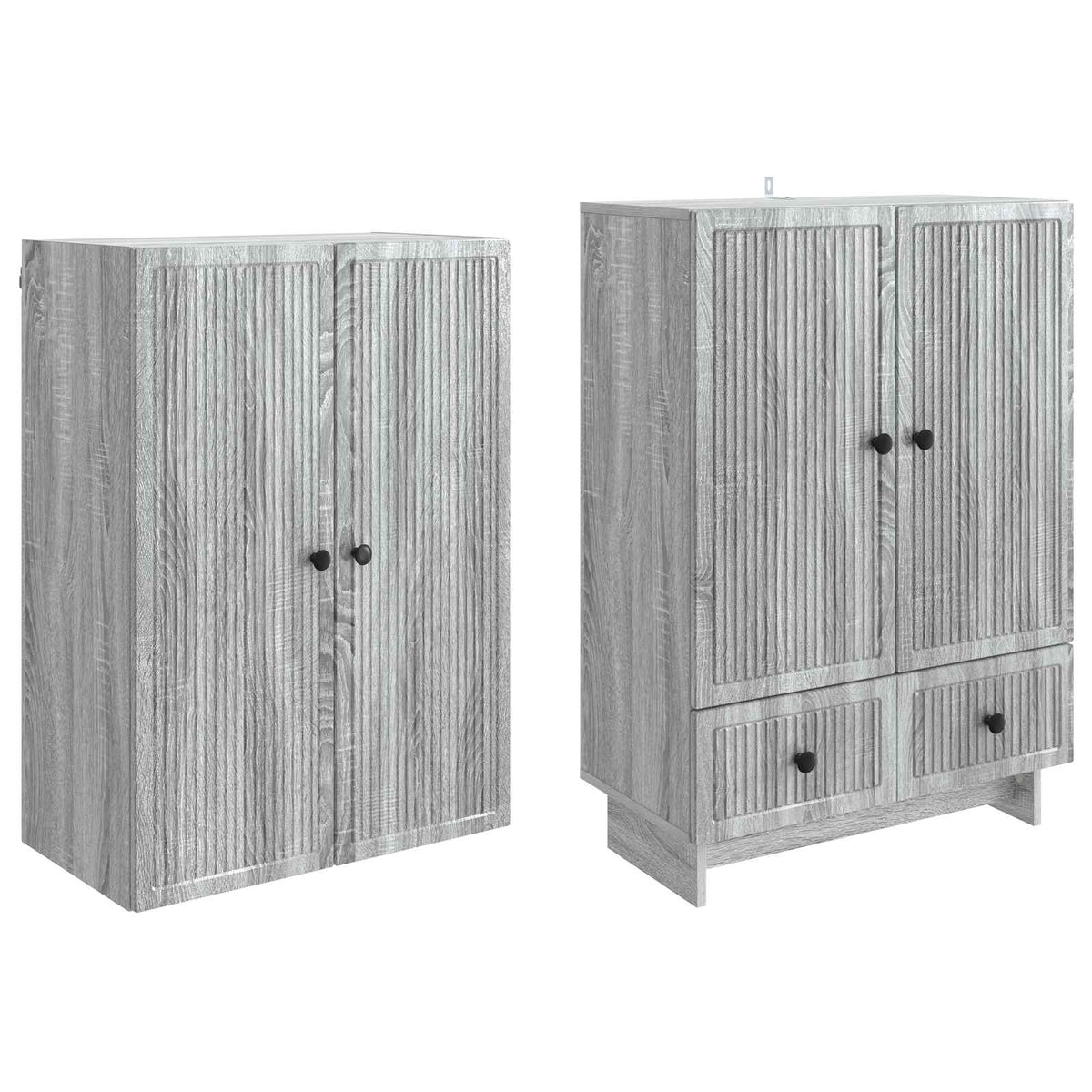 vidaXL Cabinet Set 2 pcs Grey Sonoma 66 x 34.5 x 95 cm Engineered Wood 4
