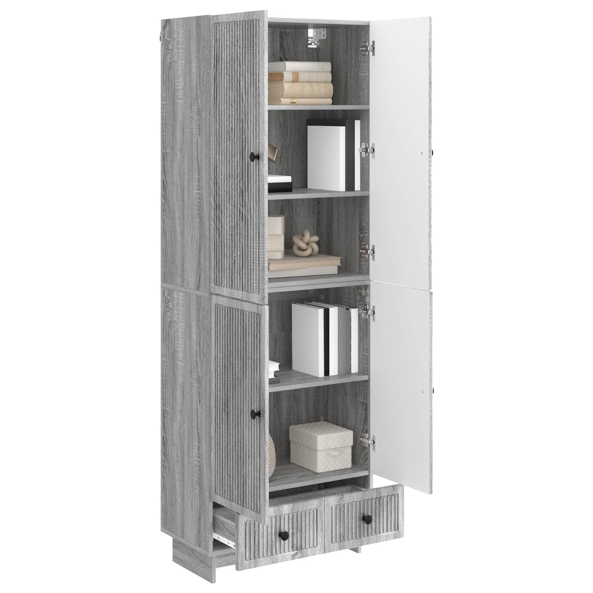 vidaXL Cabinet Set 2 pcs Grey Sonoma 66 x 34.5 x 95 cm Engineered Wood 3