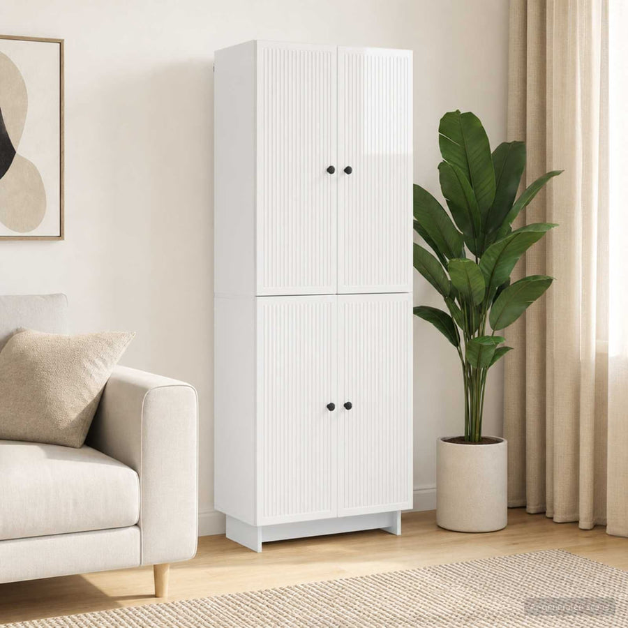 Cabinet Set 2 pcs High Gloss White Engineered Wood