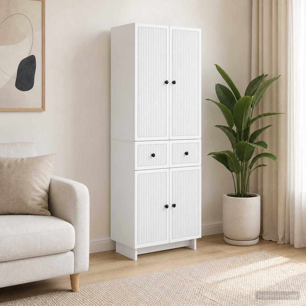 Cabinet Set 2 pcs Engineered Wood High gloss white