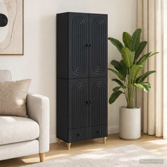 Cabinet Set 2 pcs Engineered Wood Black