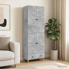 Cabinet Set 2 pcs Engineered Wood Concrete grey