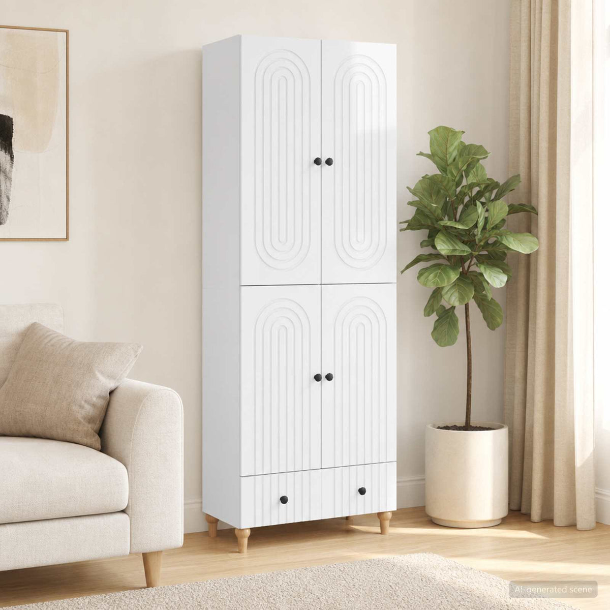 Cabinet Set 2 pcs Engineered Wood High gloss white