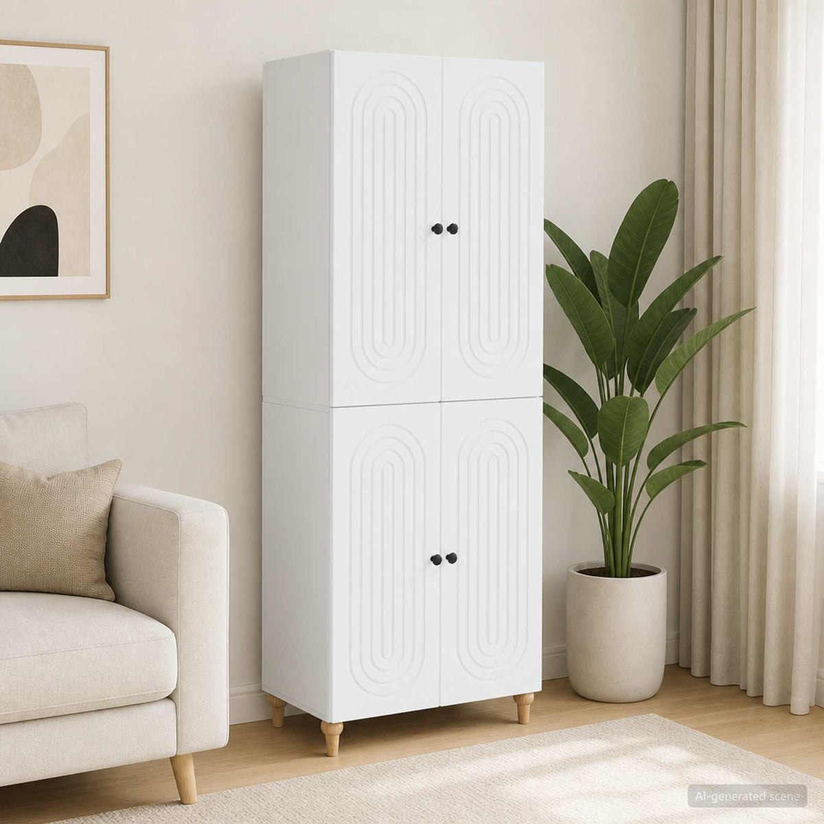 Cabinet Set 2 pcs Engineered Wood High gloss white