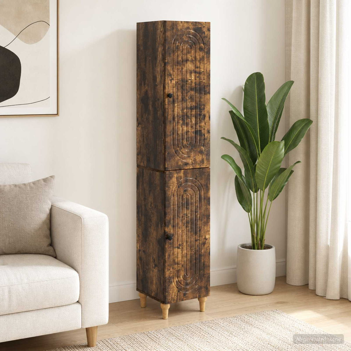 vidaXL Cabinet Set 2 pcs Smoked Oak Engineered Wood 1