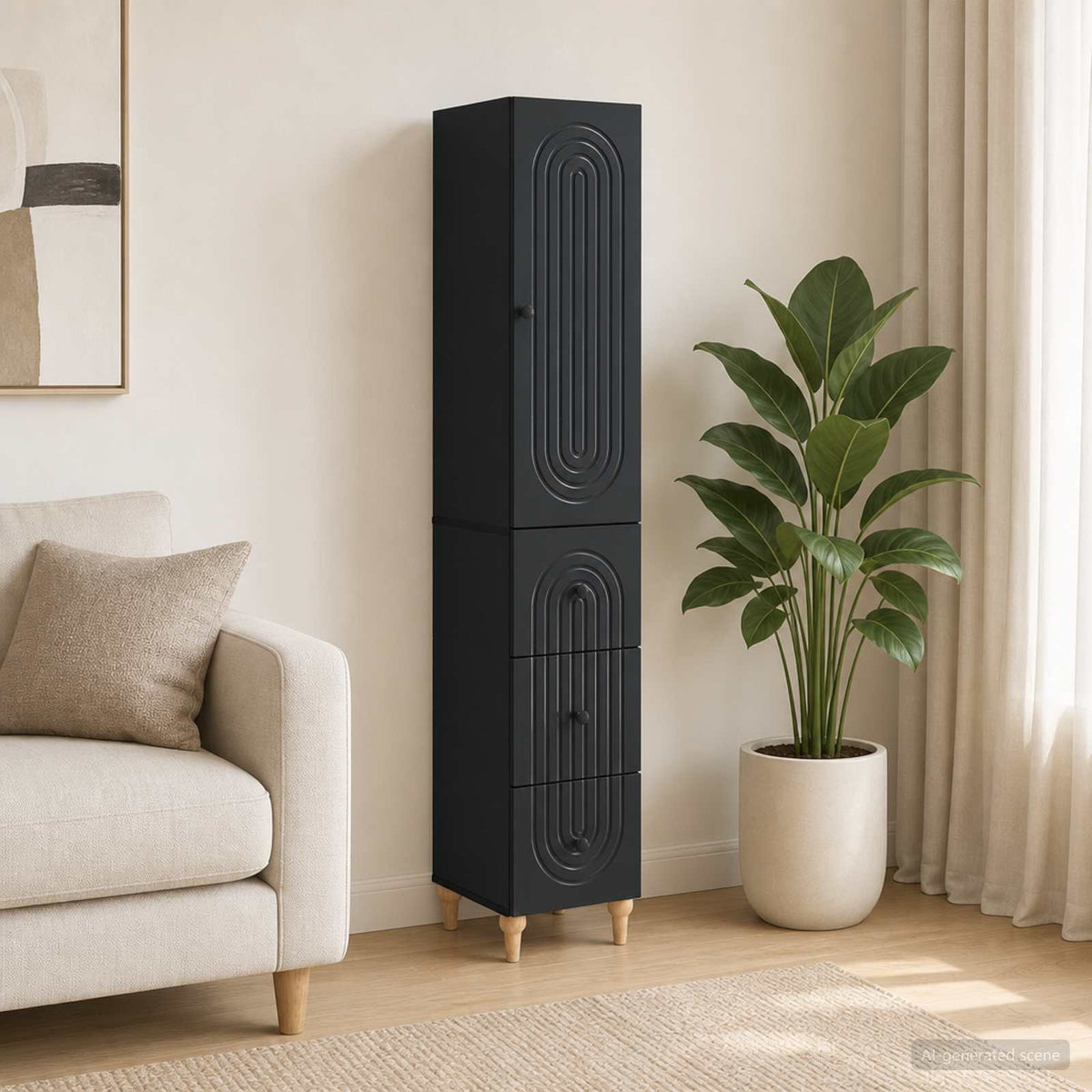 Cabinet Set 2 pcs Engineered Wood Black