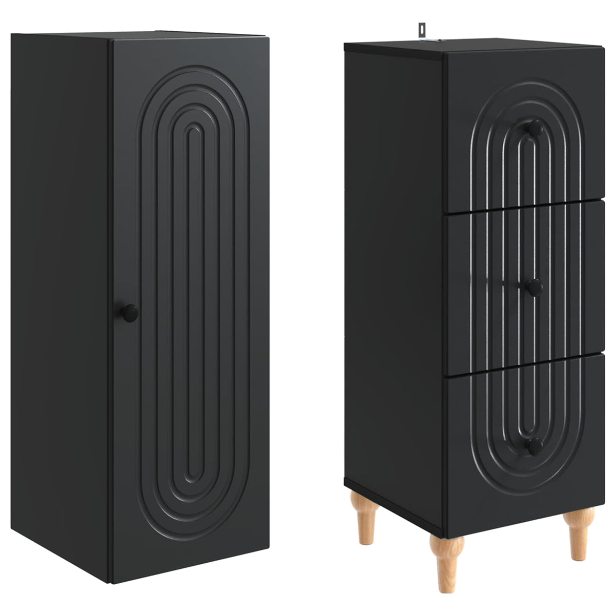 Cabinet Set 2 pcs Engineered Wood Black