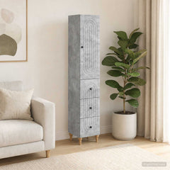 Cabinet Set 2 pcs Engineered Wood Concrete grey