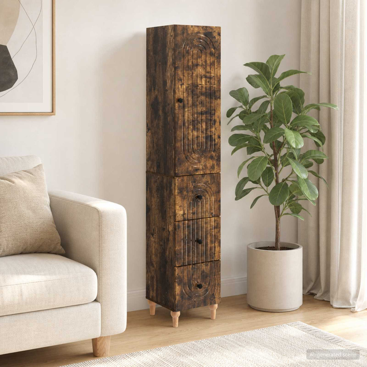 Cabinet Set 2 pcs Engineered Wood Smoked oak