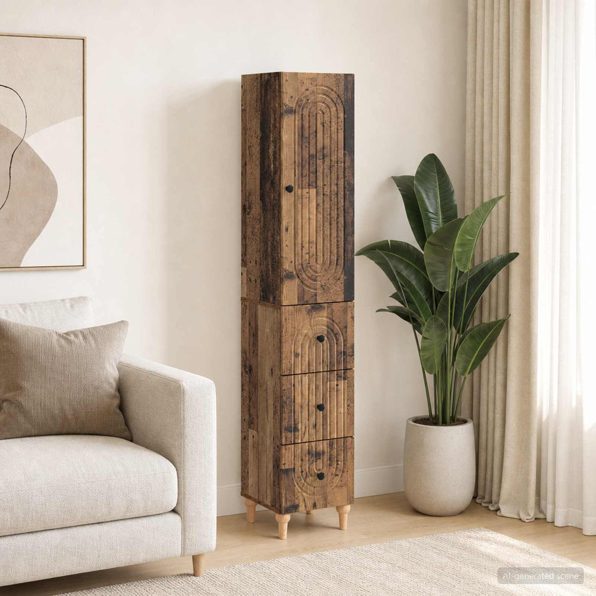 Cabinet Set 2 pcs Engineered Wood Old wood