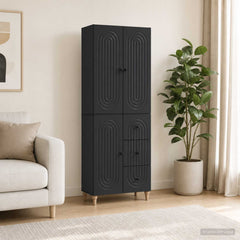 Cabinet Set 2 pcs 66 x 34.5 x 90 cm Engineered Wood Black