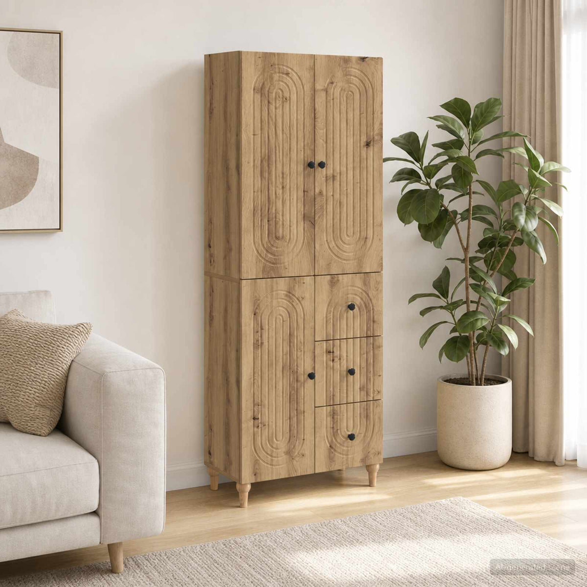 Cabinet Set 2 pcs 66 x 34.5 x 90 cm Engineered Wood Artisan oak