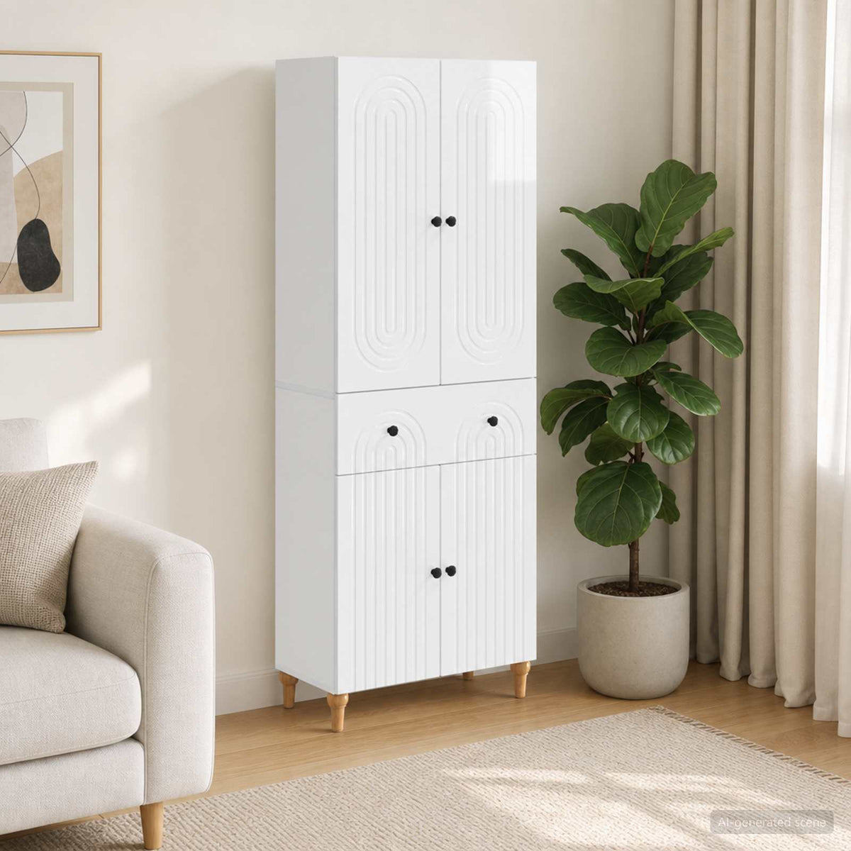 Cabinet Set 2 pcs Engineered Wood High gloss white