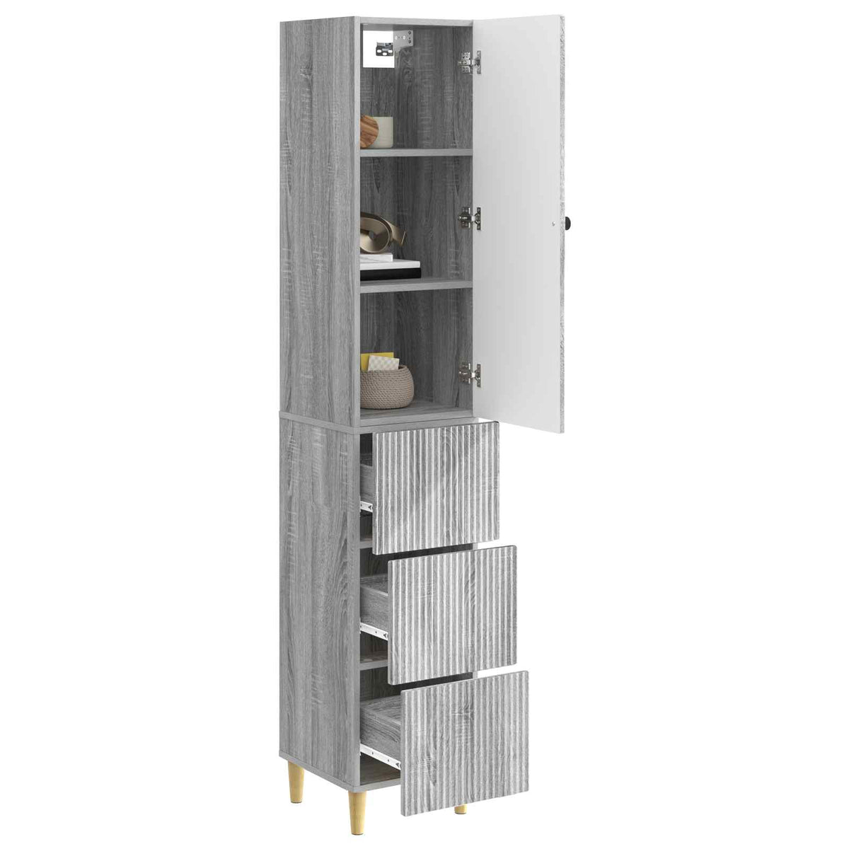 vidaXL Cabinet Set 2 pcs Grey Sonoma 33 x 34.5 x 90 cm Engineered Wood 3