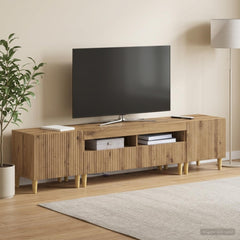3 Piece LED TV Cabinet ARNHEM 3 pcs Engineered Wood Artisan oak 100 cm