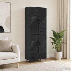 Cabinet Set 2 pcs Engineered Wood Black